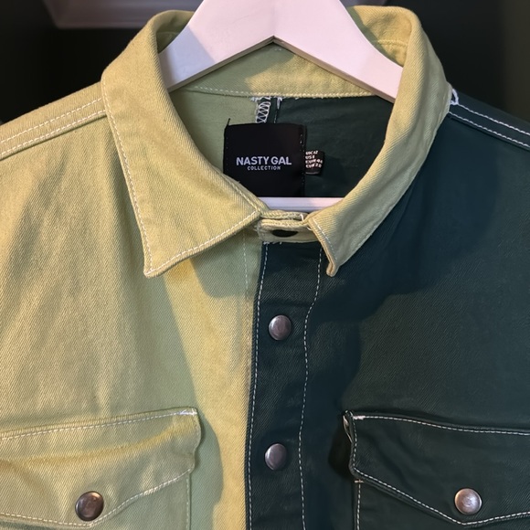 Nasty Gal Green denim button up - Picture 2 of 2